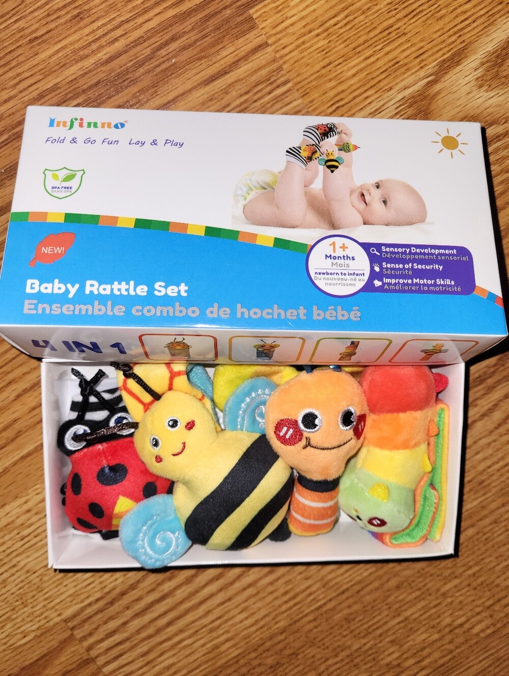Infinno Multicolor Plush Bug & Caterpillar Wrist Rattle Sock Set 0-12m Baby